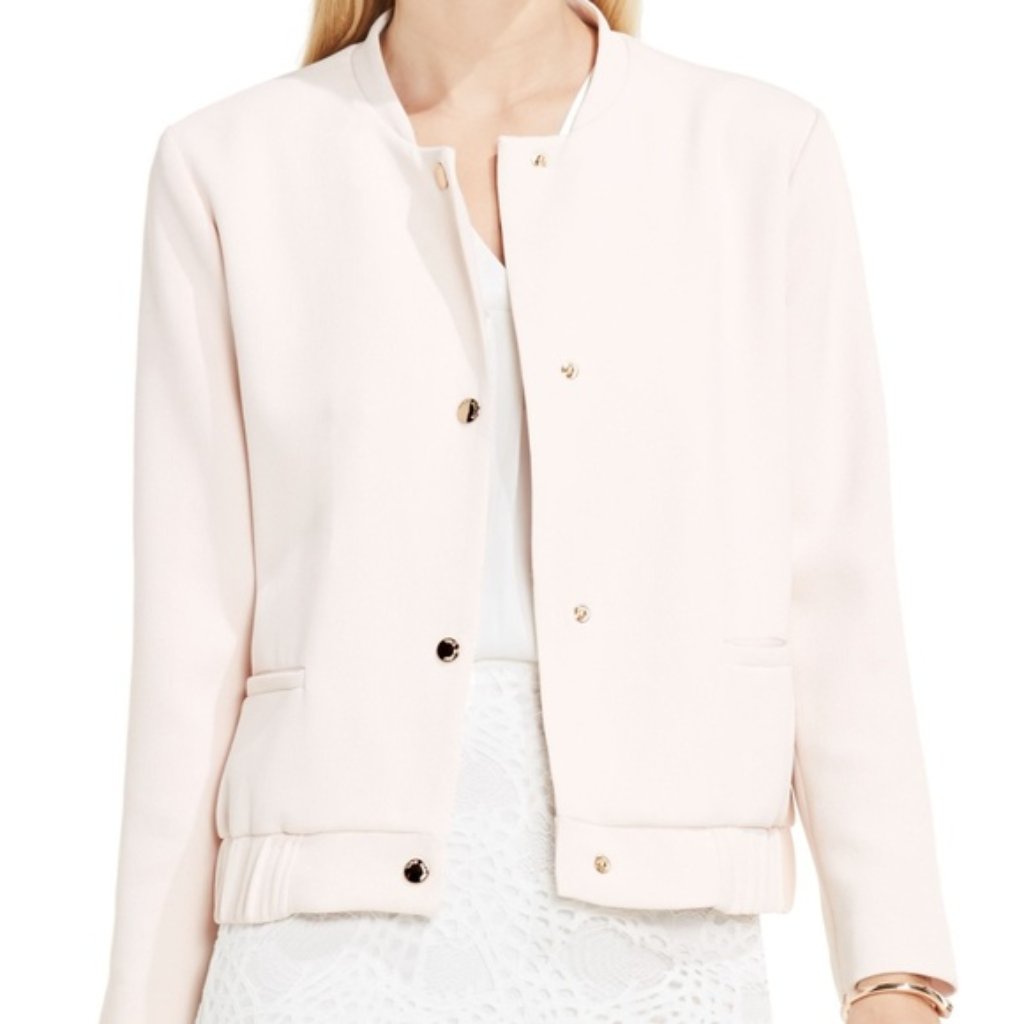 New Vince Camuto Ladies Blazer Jacket Size Large Pink Long Sleeve Snap Lining